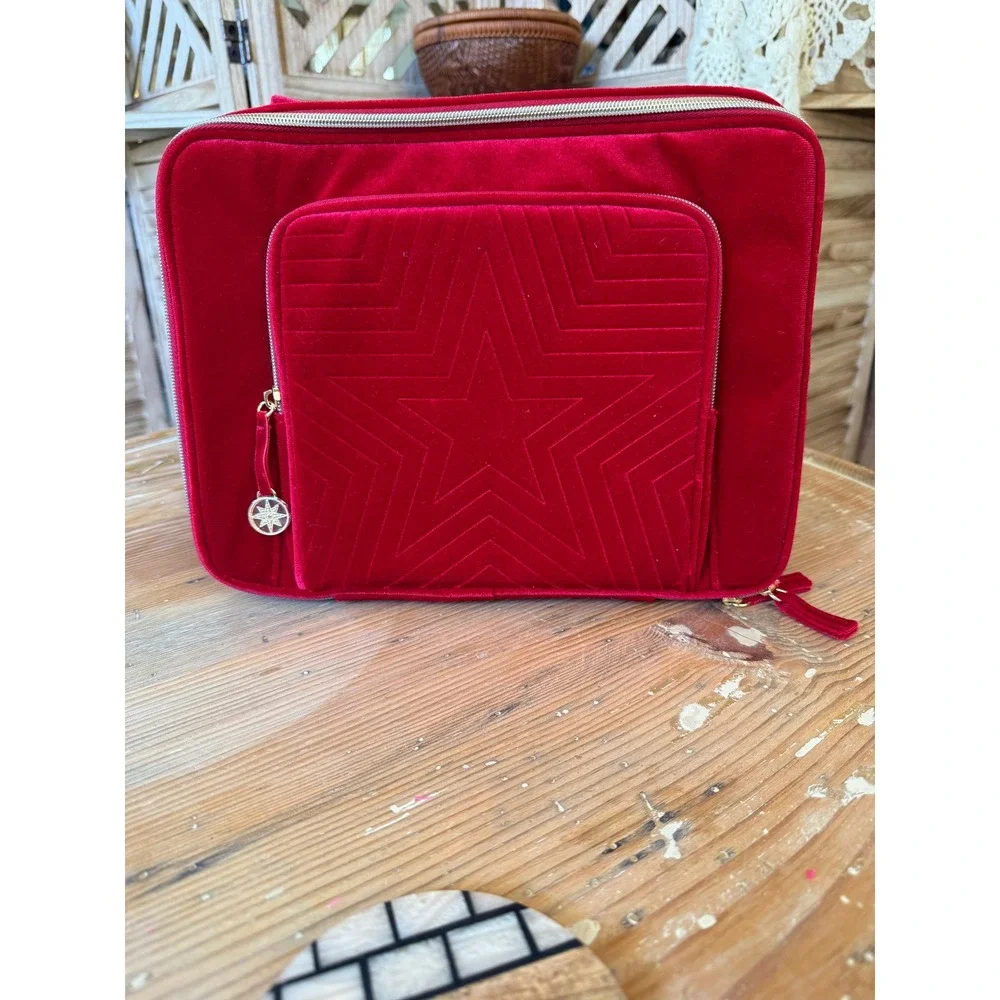 Estee Lauder Red Velvet Zip‎ Cosmetic Makeup Bag Organizer